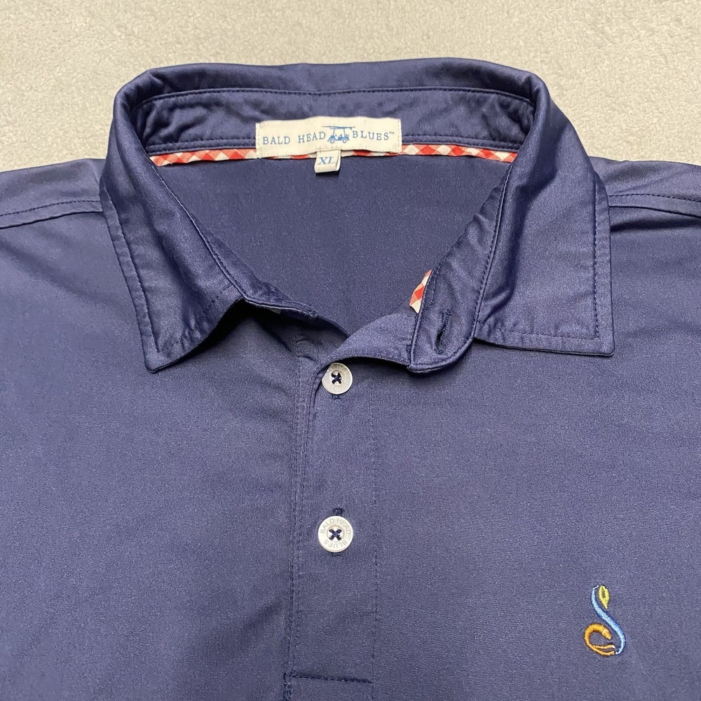 Bald Head Blues Streamsong Polo Mens XL Blue Logo Pro Am Performance - Picture 2 of 7